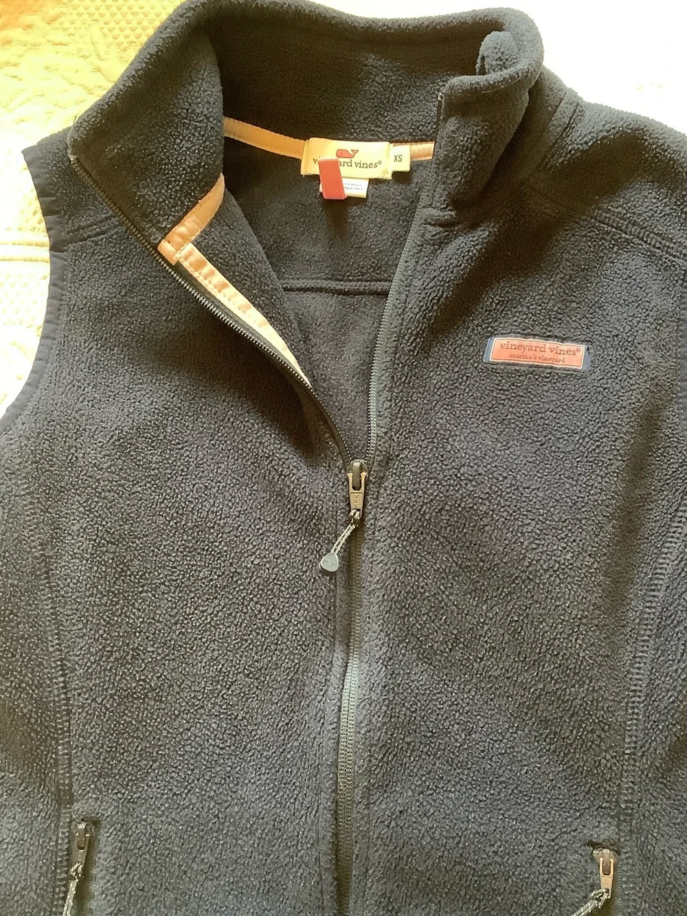 Vineyard Vines Navy Sleeveless Fleece Zip Vest - Picture 2 of 8